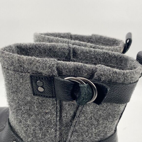 Woolrich Leather Baltimore Harness Wool Booties Double Buckles Lug Sole Grey 6.5 - Picture 7 of 12